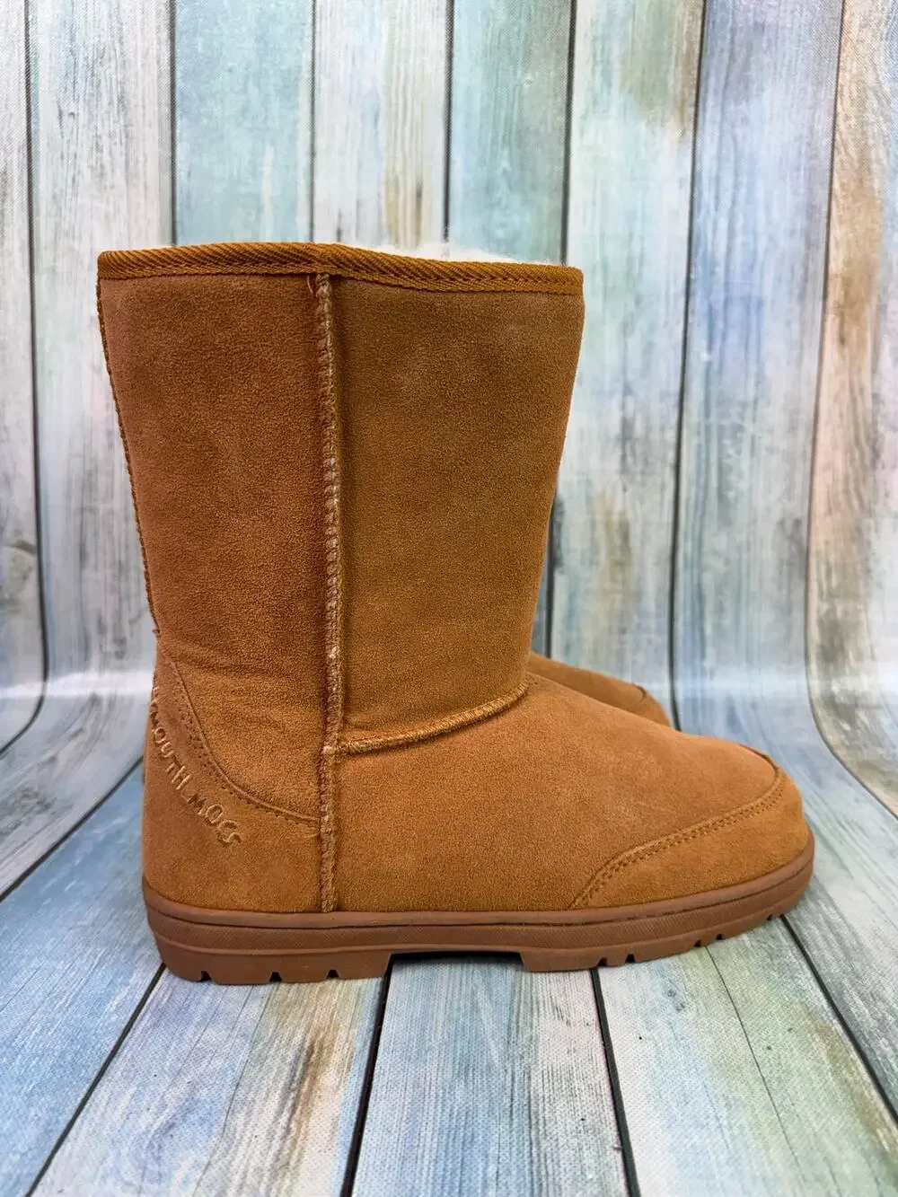Plymouth Mocs Cow Suede Boots Merino Wool Lining Mid Calf Winter Snow Men's 10